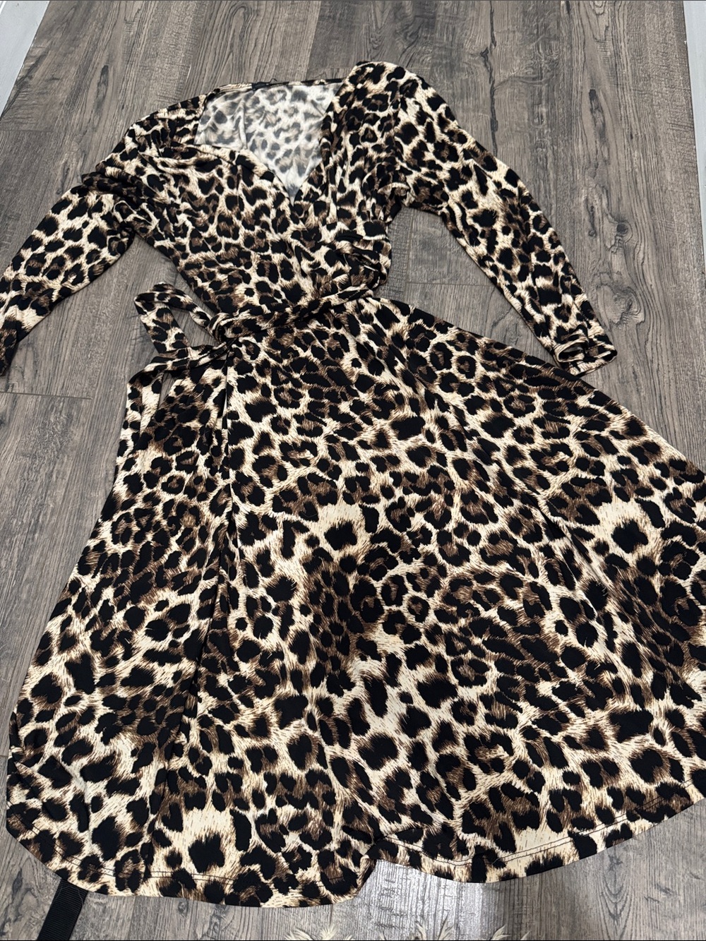 West Kei Leopard Print Wrap Dress - Brown & Black
